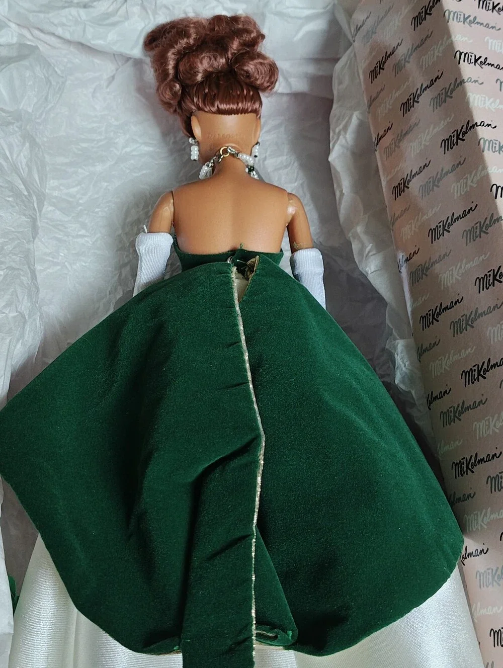 Velvet 'N' Bows Charice Doll By MiKelman #10699 Red Hair,  Green & Ivory Gown